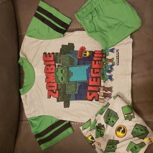 Minecraft pajamas boys size 10 shirt pants shorts